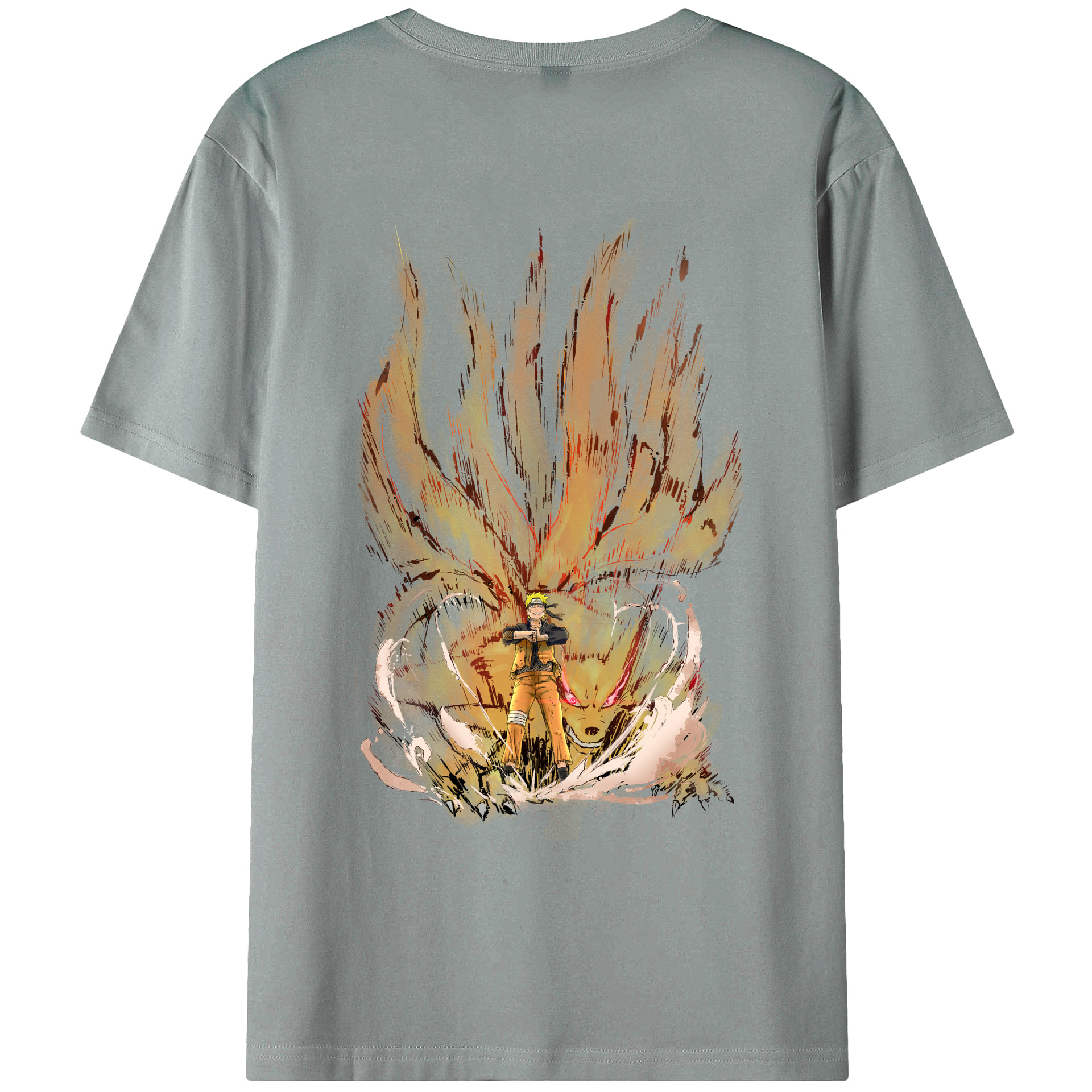 （画像用） NARUTO -ナルト- うずまき ナルト Uzumaki Naruto 綿100％ メンズ半袖Tシャツ（バックプリント） 通気性